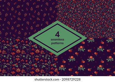 Seamless decorative vector patterns set