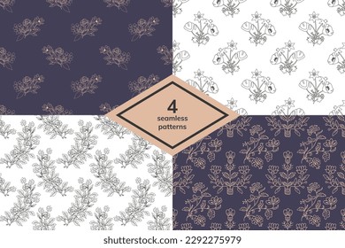 Seamless decorative vector patterns set
