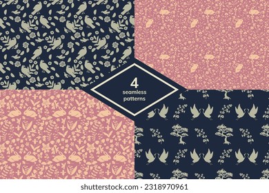 Seamless decorative vector patterns set