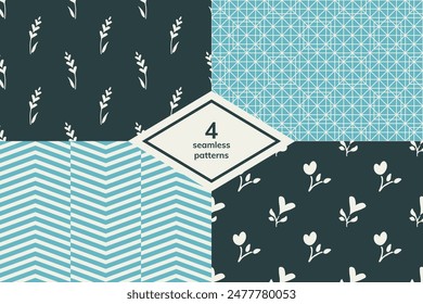Seamless decorative vector patterns set