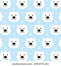 Seamless decorative winter pattern with polar bear. Vector Illustration. Cartoon character design. background. vector illustration, animal cartoon pattern.