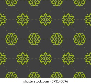 Seamless decotative geometric patterns with floral ornament. vector illustration. for design, banners, invitations, fabrics.