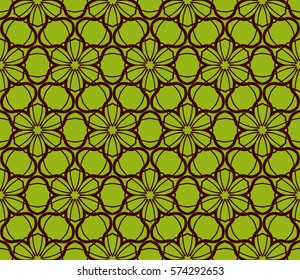 Seamless decotative geometric patterns with floral ornament. vector illustration. for design, banners, invitations, fabrics.