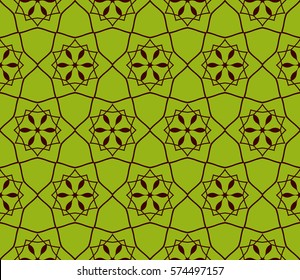Seamless decotative geometric patterns with floral ornament. vector illustration. for design, banners, invitations, fabrics.