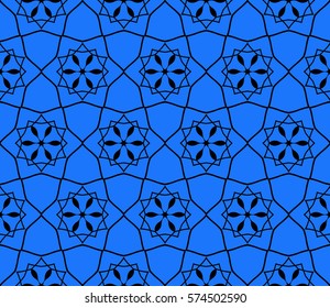 Seamless decotative geometric patterns with floral ornament. vector illustration. for design, banners, invitations, fabrics.