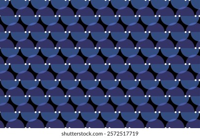 A seamless deep blue texture composed of offset half circles.
