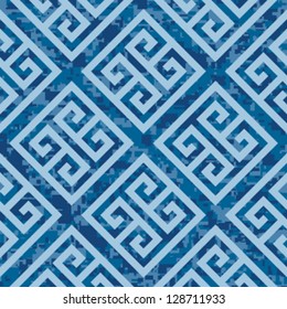 Seamless Deep Ocean Greek Key Background Pattern