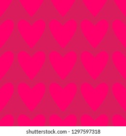 Seamless deep pink hearts pattern. Valentine's day tile background. Romantic vector pattern.
