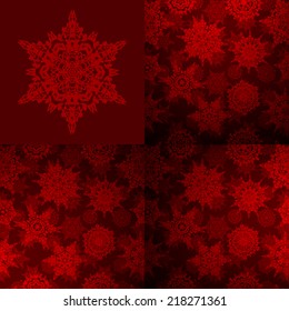 Seamless deep red christmas texture set. EPS 10 vector file included