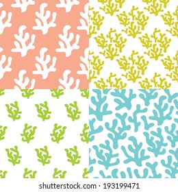 Seamless deep sea colorful coral trend background pattern set in pastel color in vector