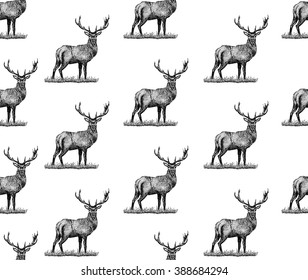 seamless deer background. Vector Illustration