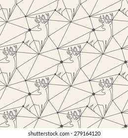 Seamless deer line pattern tile background geometric