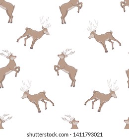 seamless deer pattern, illustration, vector