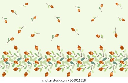 Seamless delicate border of bouquets. Summer flowers. Floral background for textile or book covers, manufacturing, wallpapers, print, gift wrap and scrapbooking. Trendy colors millefleurs.