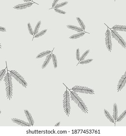 Seamless delicate Christmas pattern with spruce christmas tree branches. Vector holiday winter texture