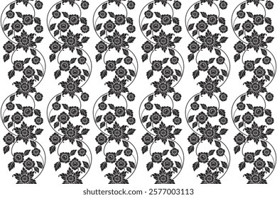 Seamless delicate floral pattern in damask style wrapping cover to print for wallpaper, curtain, clothing, textile, tile, blanket and fabric design isolated illustration vector archive EPS files.