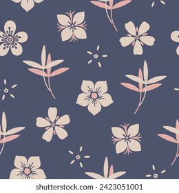 Seamless delicate floral pattern with gently flowers and leaves