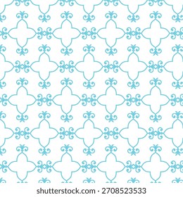 Patrón adornado azul claro delicado inconsútil en diseño de fondo blanco
