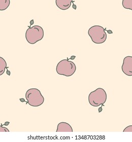 Seamless delicate light pattern with fruits (apples, peaches) Seamless  design for fabric, cover, banner, interior, children's clothing, print for packaging cosmetics, gift packaging