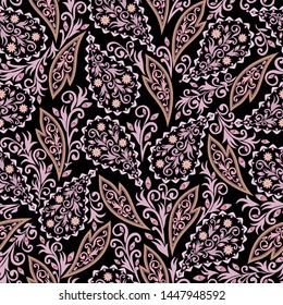 Seamless delicate oriental pattern with paisley. Traditional ethnic ornament. Vector print. Use for wallpaper, pattern fills,textile design.	