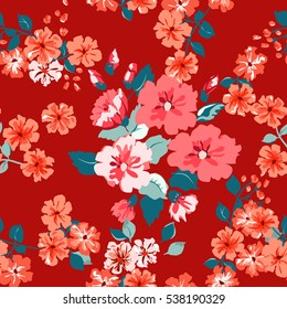 Seamless delicate pattern of bouquets. Liberty style. Floral seamless background for textile or book covers, manufacturing, wallpapers, print, gift wrap and scrapbooking. Trendy colors.