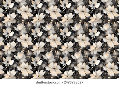 Seamless delicate pattern of bouquets. Summer flowers. Floral diagonal background for textile or book covers, wallpapers, print, gift wrap and scrapbooking.