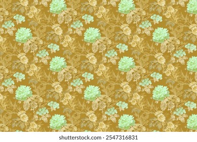 Seamless delicate pattern of bouquets. Summer flowers. Floral diagonal background for textile or book covers, wallpapers, print, gift wrap and scrapbooking. Trendy colors