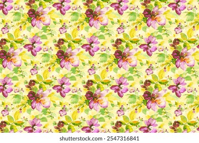 Seamless delicate pattern of bouquets. Summer flowers. Floral diagonal background for textile or book covers, wallpapers, print, gift wrap and scrapbooking. Trendy colors