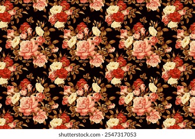 Padrão suave delicado de buquês. Flores de verão. Fundo floral diagonal para capas têxteis ou de livros, papéis de parede, impressão, envoltório de presentes e scrapbooking. Cores da moda