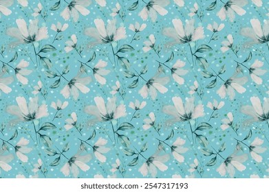 Seamless delicate pattern of bouquets. Summer flowers. Floral diagonal background for textile or book covers, wallpapers, print, gift wrap and scrapbooking. Trendy colors