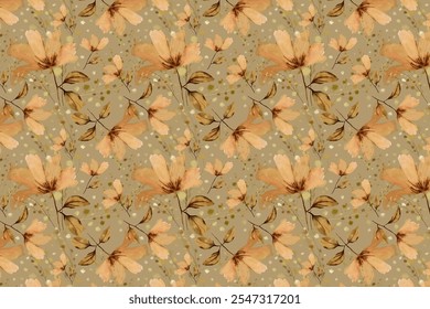 Seamless delicate pattern of bouquets. Summer flowers. Floral diagonal background for textile or book covers, wallpapers, print, gift wrap and scrapbooking. Trendy colors