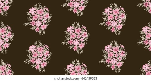 Seamless delicate pattern of bouquets. Summer flowers. Floral seamless background for textile or book covers, manufacturing, wallpapers, print, gift wrap and scrapbooking.