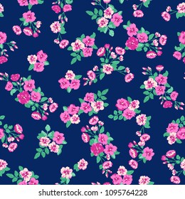 Seamless delicate pattern of cute pink bouquets. Summer flowers. Floral seamless background for textile or book covers, manufacturing, wallpapers, print, gift wrap and scrapbooking