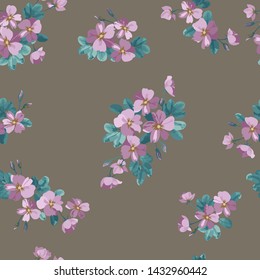 Seamless delicate pattern of dogroses bouquets. Summer flowers. Floral seamless background for textile or book covers, manufacturing, wallpapers, print, gift wrap and scrapbooking.