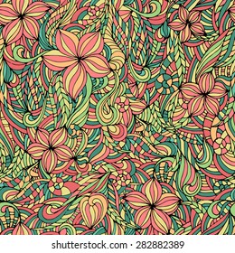 Seamless delicate pattern with floral ornament. Vector illustration