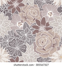 Seamless delicate pattern with flowers. Vector illustration