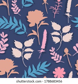 Seamless delicate pattern with pastel wild flowers of plants and artistic background. Modern abstract design for paper, cover, fabric, interior and other users.