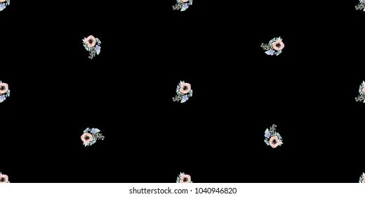 Seamless delicate pattern of poppy bouquets. Summer flowers. Floral diagonal seamless background for textile or book covers, manufacturing,