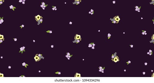 Seamless delicate pattern of poppy bouquets. Summer flowers. Floral diagonal seamless background for textile or book covers, manufacturing,