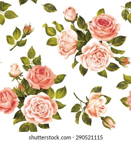 Seamless delicate pattern with roses. Vector illustration.