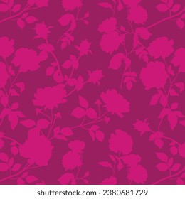 Seamless delicate pattern with spring tropical line silhouette flowers. Bright spring flowers illustration.