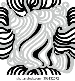 Seamless  delicate pattern, stripes, waves,spots, doodle, spirals. Hand drawn.