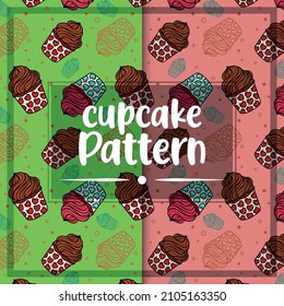 Seamless delicious chocolate cupcakes  pattern