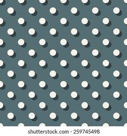 Seamless denim blue polka dot with offset shadow pattern vector
