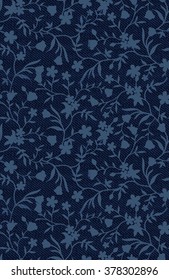 SEAMLESS DENIM FLORAL  WALLPAPER