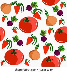 Seamless depicting four vegetables. It can be used for decoration kitchen accessories, tablecloths, fabrics, cutting boards or other