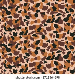 Seamless Desert camouflage pattern. Khaki texture, vector illustration. Camo print background. Abstract military style backdrop in shades of brown