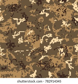 Seamless desert camouflage of pixel pattern for army, hunting and other use. Vector illustration.