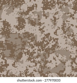Seamless desert digital camouflage. Coverage for military equipment and clothing to hide their location in sandy areas. Background for desktop, or fabric. Yellow, grey colors. Vector illustration.