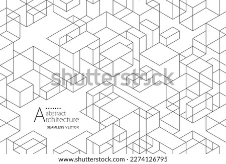 Seamless design abstract urban building line drawing. 3D illustration linear drawing. architecture modern abstract background. 